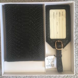 Black Neiman Marcus passport holder & tag
